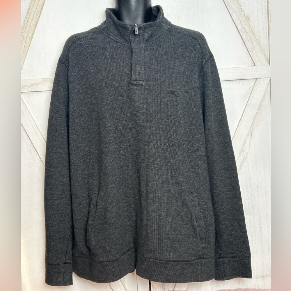 Tommy Bahama XL Men’s Gray Quarter Zip Pullover Sweater 0002